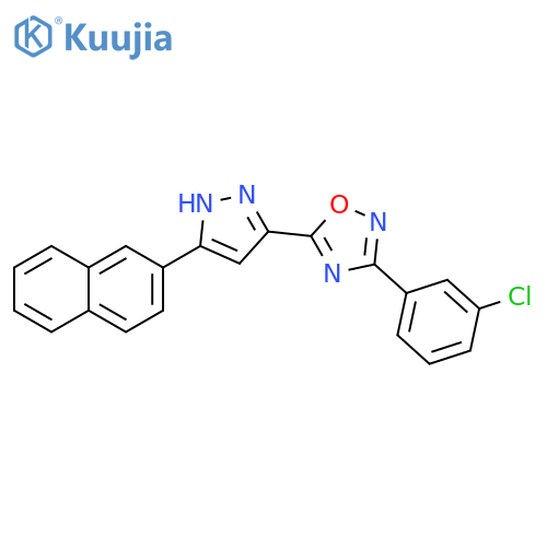 3-(3-chlorophenyl)-5-[3-(naphthalen-2-yl)-1H-pyrazol-5-yl]-1,2,4-oxadiazole structure