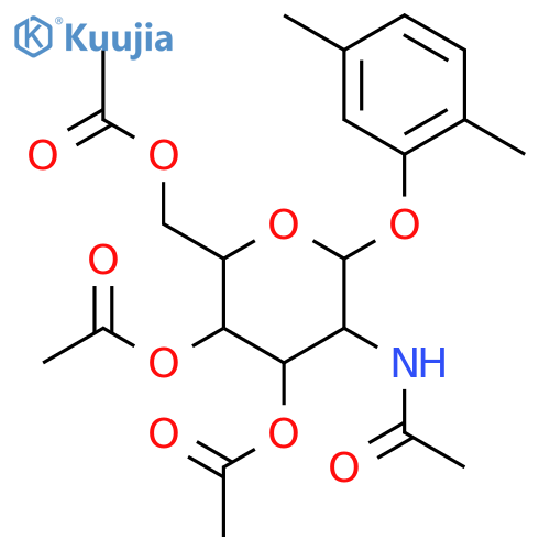 3,4-bis(acetyloxy)-6-(2,5-dimethylphenoxy)-5-acetamidooxan-2-ylmethyl acetate structure
