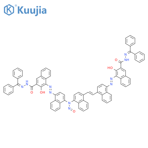 2-Naphthalenecarboxylic acid, 4-[[4-[[4-[2-[4-[[3-[[(diphenylmethylene)hydrazino]carbonyl]-2-hydroxy-1- naphthalenyl]azo]-1-naphthalenyl]ethenyl]-1-naphthalenyl]nitrosoamino]- 1-naphthalenyl]azo]-3-hydroxy-, (diphenylmethylene)hydrazide structure