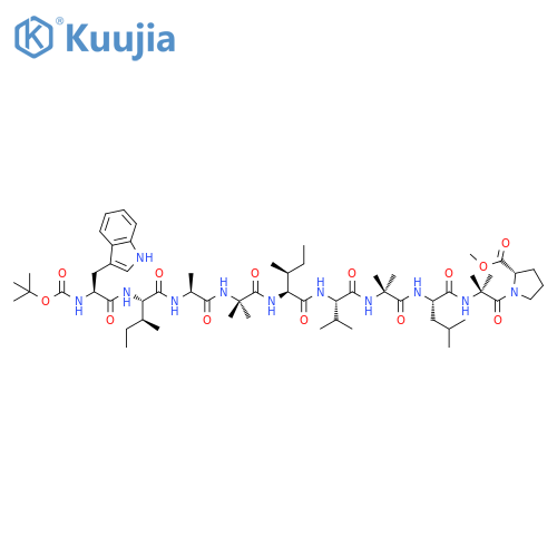 L-Proline, 1-[N-[N-[N-[N-[N-[N-[N-[N-[N-[(1,1-dimethylethoxy)carbonyl]-L-tryptophyl]-L-isoleucyl]-L-alanyl]-2-methylalanyl]-L-isoleucyl]-L-valyl]-2-methylalanyl]-L-leucyl]-2-methylalanyl]-, methyl ester (9CI) structure