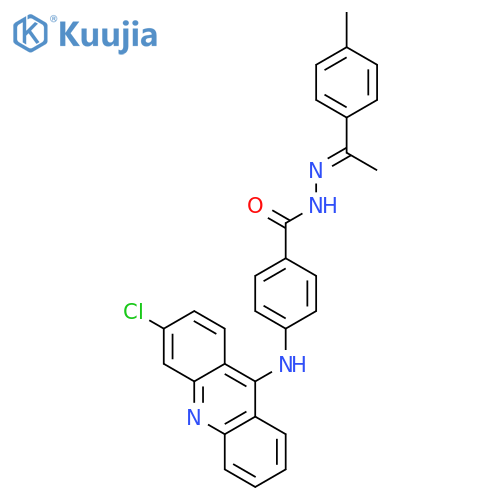 Benzoic acid, 4-[(3-chloro-9-acridinyl)amino]-, [1-(4-methylphenyl)ethylidene]hydrazide structure