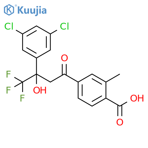 Benzoic acid, 4-[3-(3,5-dichlorophenyl)-4,4,4-trifluoro-3-hydroxy-1-oxobutyl]-2-methyl- structure