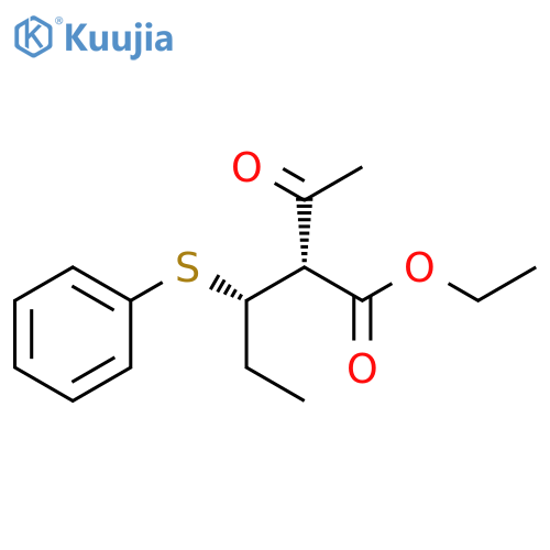 Pentanoic acid, 2-acetyl-3-(phenylthio)-, ethyl ester, (R*,S*)- structure