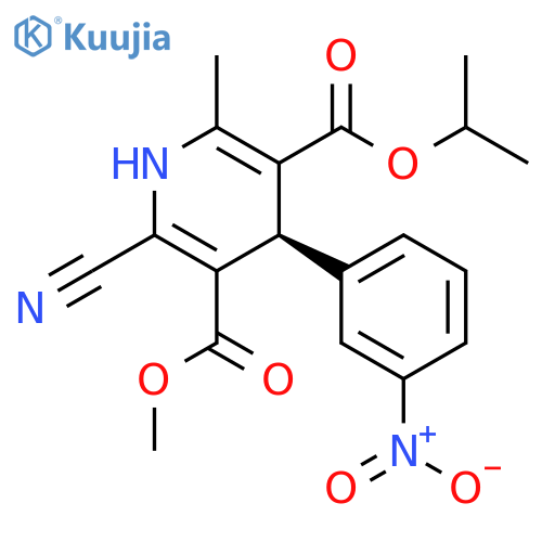 3,5-Pyridinedicarboxylicacid, 2-cyano-1,4-dihydro-6-methyl-4-(3-nitrophenyl)-, 3-methyl5-(1-methylethyl) ester, (4R)- structure