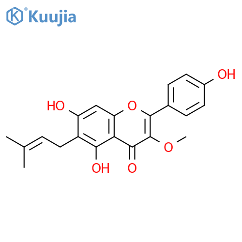 4H-1-Benzopyran-4-one,5,7-dihydroxy-2-(4-hydroxyphenyl)-3-methoxy-6-(3-methyl-2-buten-1-yl)- structure