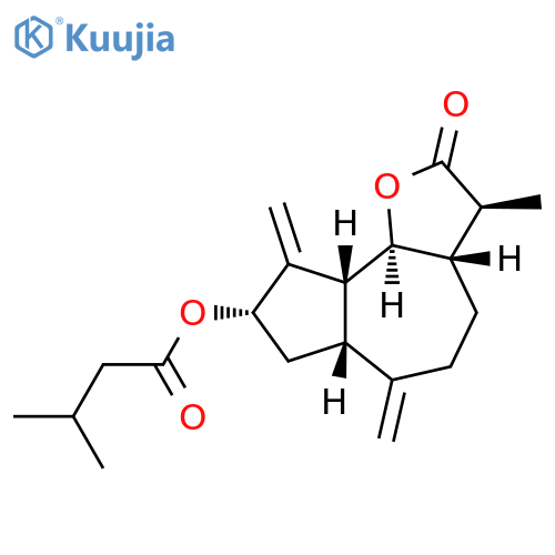 Butanoic acid, 3-methyl-, (3S,3aS,6aR,8S,9aR,9bS)-dodecahydro-3-methyl-6,9-bis(methylene)-2-oxoazuleno[4,5-b]furan-8-yl ester structure