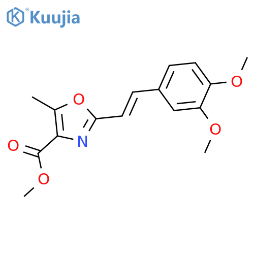 4-Oxazolecarboxylic acid, 2-[(1E)-2-(3,4-dimethoxyphenyl)ethenyl]-5-methyl-, methyl ester structure