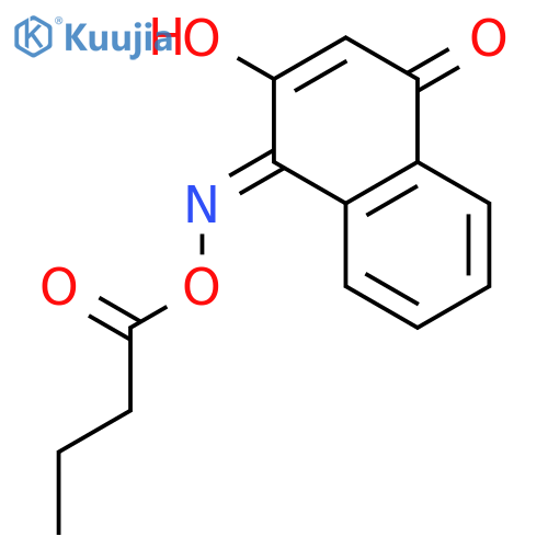1,4-Naphthalenedione, 2-hydroxy-, 1-[O-(1-oxobutyl)oxime] structure