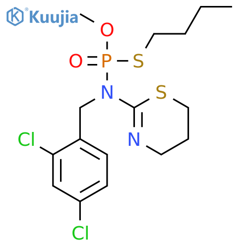Phosphoramidothioic acid, [(2,4-dichlorophenyl)methyl](5,6-dihydro-4H-1,3-thiazin-2-yl)-, S-butyl O-methyl ester structure