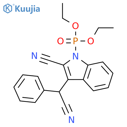 Phosphonic acid, [2-cyano-3-(cyanophenylmethyl)-1H-indol-1-yl]-, diethyl ester structure