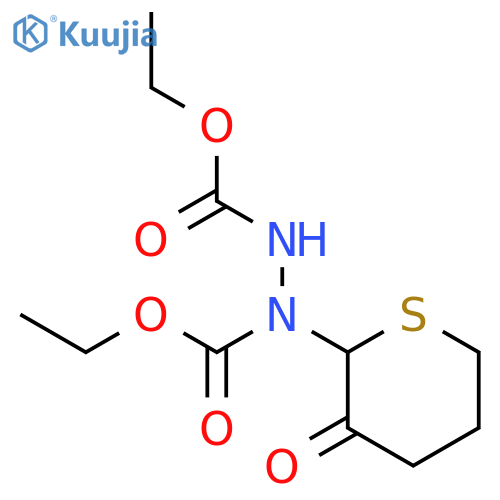 1,2-Hydrazinedicarboxylic acid, 1-(tetrahydro-3-oxo-2H-thiopyran-2-yl)-, diethyl ester structure