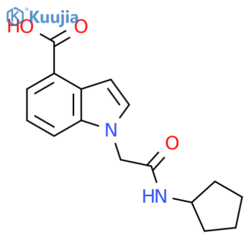 1-[(cyclopentylcarbamoyl)methyl]-1H-indole-4-carboxylic acid structure