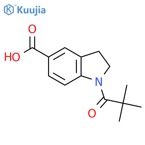 1-(2,2-Dimethylpropanoyl)-2,3-dihydro-1H-indole-5-carboxylic acid structure