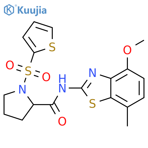 N-(4-methoxy-7-methyl-1,3-benzothiazol-2-yl)-1-(thiophene-2-sulfonyl)pyrrolidine-2-carboxamide structure