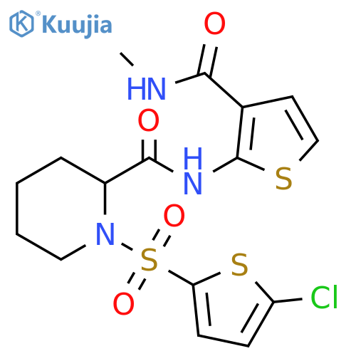 1-(5-chlorothiophen-2-yl)sulfonyl-N-3-(methylcarbamoyl)thiophen-2-ylpiperidine-2-carboxamide structure