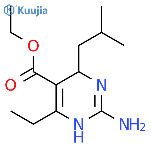 5-Pyrimidinecarboxylic acid, 2-amino-6-ethyl-1,4-dihydro-4-(2-methylpropyl)-, ethyl ester structure