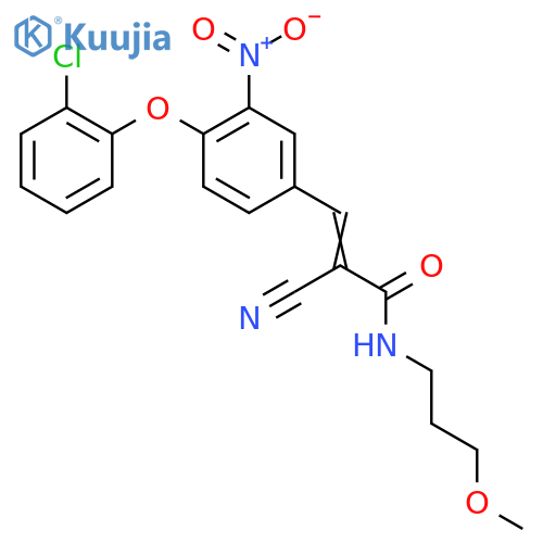 3-[4-(2-chlorophenoxy)-3-nitrophenyl]-2-cyano-N-(3-methoxypropyl)prop-2-enamide structure