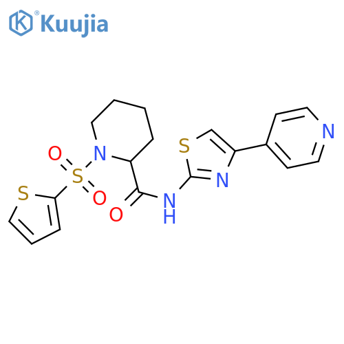 N-4-(pyridin-4-yl)-1,3-thiazol-2-yl-1-(thiophene-2-sulfonyl)piperidine-2-carboxamide structure