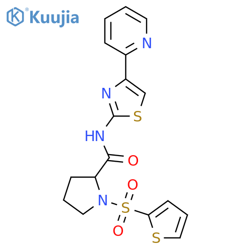 N-[4-(pyridin-2-yl)-1,3-thiazol-2-yl]-1-(thiophene-2-sulfonyl)pyrrolidine-2-carboxamide structure