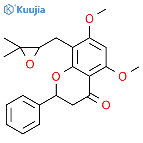 4H-1-Benzopyran-4-one, 8-[(3,3-dimethyloxiranyl)methyl]-2,3-dihydro-5,7-dimethoxy-2-phenyl- structure