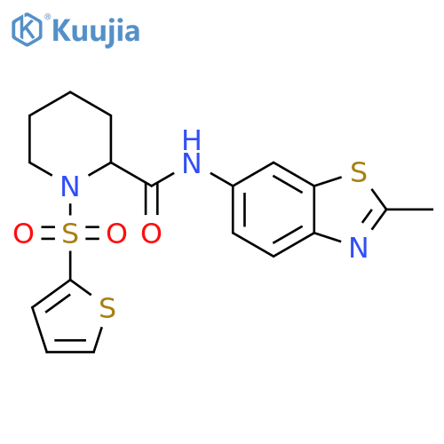 N-(2-methyl-1,3-benzothiazol-6-yl)-1-(thiophene-2-sulfonyl)piperidine-2-carboxamide structure
