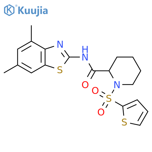 N-(4,6-dimethyl-1,3-benzothiazol-2-yl)-1-(thiophene-2-sulfonyl)piperidine-2-carboxamide structure