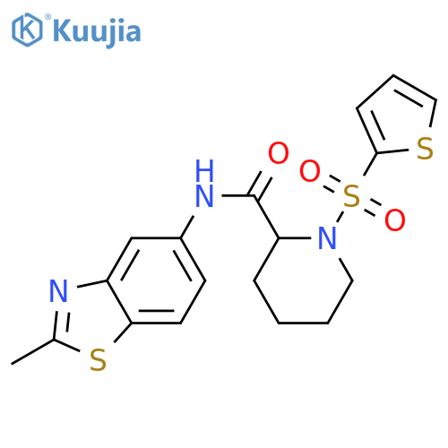 N-(2-methyl-1,3-benzothiazol-5-yl)-1-(thiophene-2-sulfonyl)piperidine-2-carboxamide structure