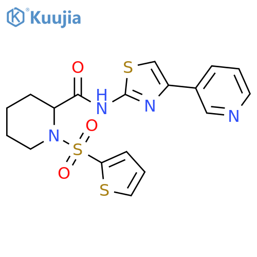 N-[4-(pyridin-3-yl)-1,3-thiazol-2-yl]-1-(thiophene-2-sulfonyl)piperidine-2-carboxamide structure