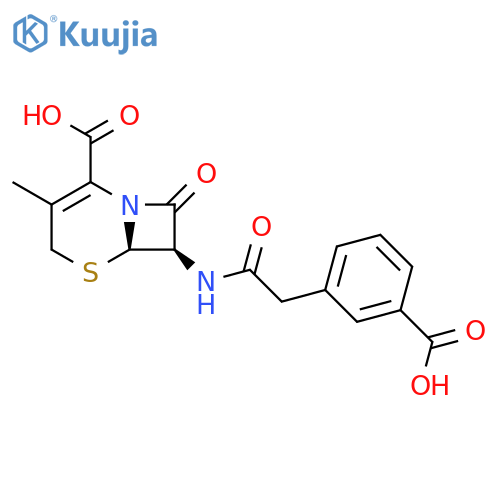 5-Thia-1-azabicyclo[4.2.0]oct-2-ene-2-carboxylic acid, 7-[[(3-carboxyphenyl)acetyl]amino]-3-methyl-8-oxo-, (6R-trans)- structure