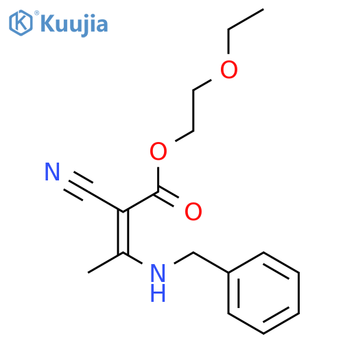 2-Butenoic acid, 2-cyano-3-[(phenylmethyl)amino]-, 2-ethoxyethyl ester, (Z)- structure