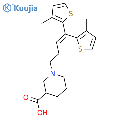 1-4,4-bis(3-methylthiophen-2-yl)but-3-en-1-ylpiperidine-3-carboxylic acid structure