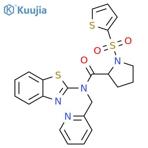 N-(1,3-benzothiazol-2-yl)-N-[(pyridin-2-yl)methyl]-1-(thiophene-2-sulfonyl)pyrrolidine-2-carboxamide structure