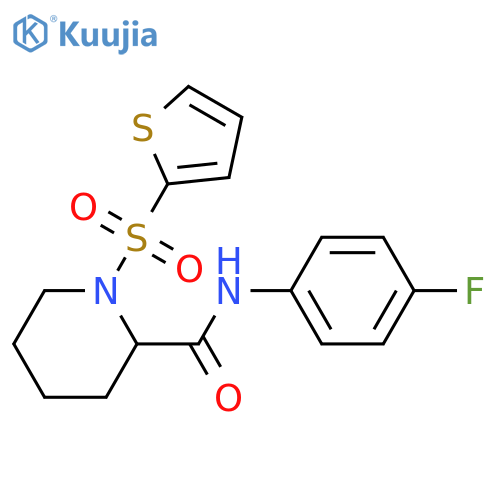 N-(4-fluorophenyl)-1-(thiophene-2-sulfonyl)piperidine-2-carboxamide structure