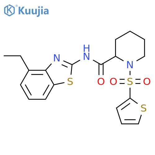N-(4-ethyl-1,3-benzothiazol-2-yl)-1-(thiophene-2-sulfonyl)piperidine-2-carboxamide structure