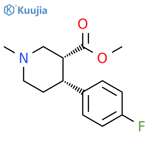3-Piperidinecarboxylic acid, 4-(4-fluorophenyl)-1-methyl-, methyl ester, (3R,4R)-rel- structure