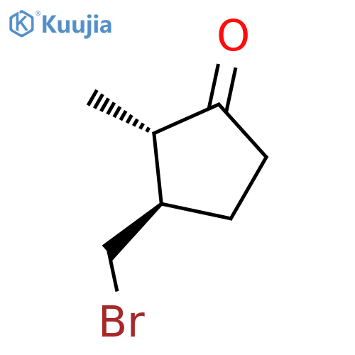 Cyclopentanone, 3-(bromomethyl)-2-methyl-, (2S-trans)- structure