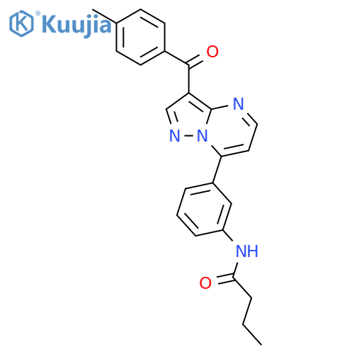 Butanamide, N-[3-[3-(4-methylbenzoyl)pyrazolo[1,5-a]pyrimidin-7-yl]phenyl]- structure