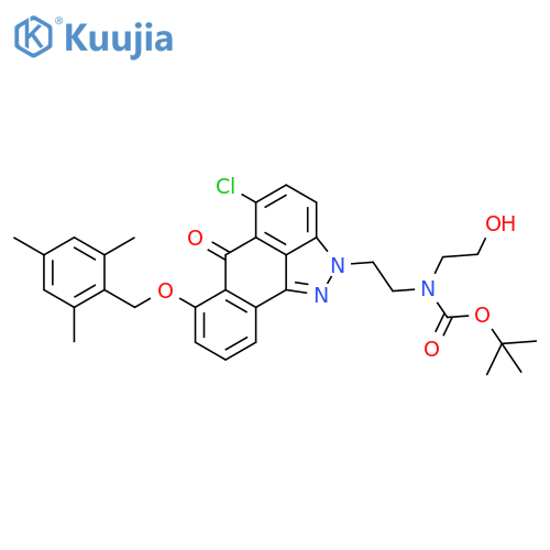 Carbamic acid, [2-[5-chloro-6-oxo-7-[(2,4,6-trimethylphenyl)methoxy]anthra[1,9-cd]pyrazol-2(6H)-yl]ethyl](2-hydroxyethyl)-, 1,1-dimethylethyl ester (9CI) structure