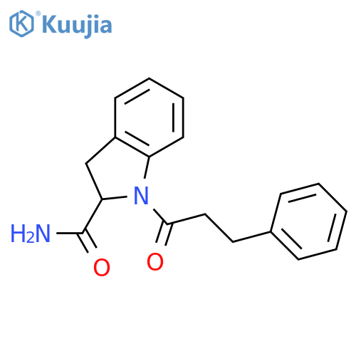 1-(3-phenylpropanoyl)-2,3-dihydroindole-2-carboxamide structure