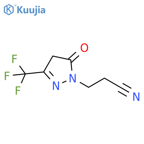 3-5-oxo-3-(trifluoromethyl)-4,5-dihydro-1H-pyrazol-1-ylpropanenitrile structure