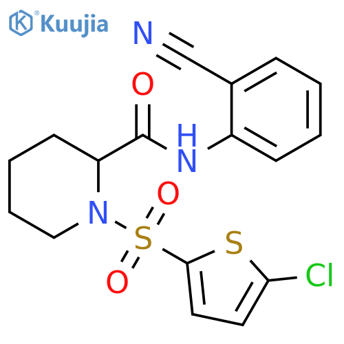 1-[(5-chlorothiophen-2-yl)sulfonyl]-N-(2-cyanophenyl)piperidine-2-carboxamide structure