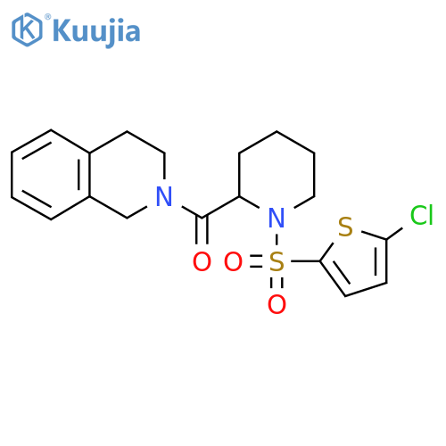 2-{1-[(5-chlorothiophen-2-yl)sulfonyl]piperidine-2-carbonyl}-1,2,3,4-tetrahydroisoquinoline structure