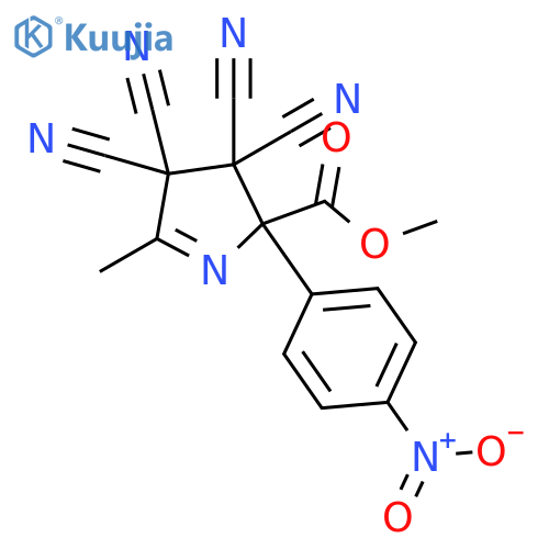 2H-Pyrrole-2-carboxylic acid,3,3,4,4-tetracyano-3,4-dihydro-5-methyl-2-(4-nitrophenyl)-, methyl ester structure