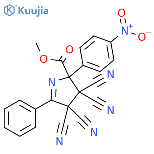 2H-Pyrrole-2-carboxylic acid,3,3,4,4-tetracyano-3,4-dihydro-2-(4-nitrophenyl)-5-phenyl-, methyl ester structure
