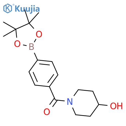 (4-hydroxypiperidin-1-yl)(4-(4,4,5,5-tetramethyl-1,3,2-dioxaborolan-2-yl)phenyl)methanone structure