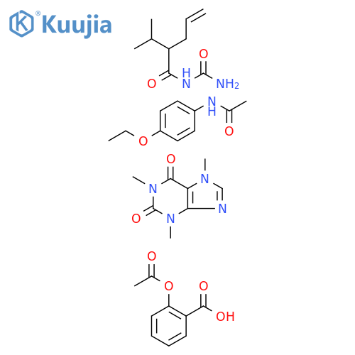 Benzoic acid, 2-(acetyloxy)-, mixt. with N-(aminocarbonyl)-2-(1-methylethyl)-4-pentenamide, 3,7-dihydro-1,3,7-trimethyl-1H-purine-2,6-dione and N-(4-ethoxyphenyl)acetamide (9CI) structure