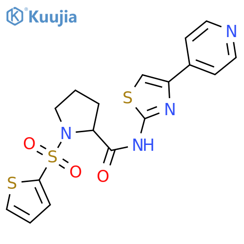 N-[4-(pyridin-4-yl)-1,3-thiazol-2-yl]-1-(thiophene-2-sulfonyl)pyrrolidine-2-carboxamide structure