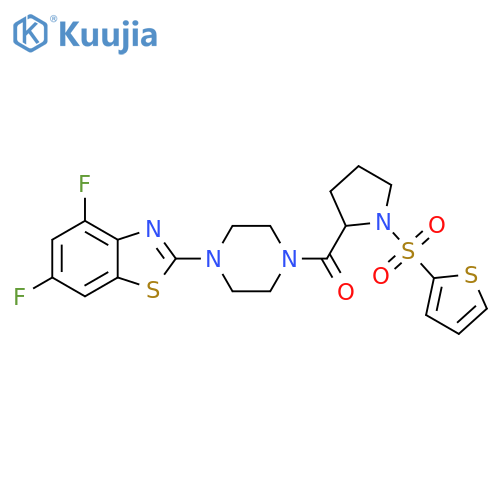 4,6-difluoro-2-{4-[1-(thiophene-2-sulfonyl)pyrrolidine-2-carbonyl]piperazin-1-yl}-1,3-benzothiazole structure