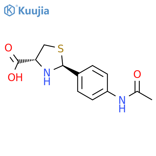 4-THIAZOLIDINECARBOXYLIC ACID, 2-[4-(ACETYLAMINO)PHENYL]-, (2S-TRANS)- structure