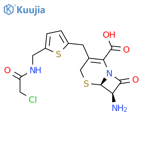 5-Thia-1-azabicyclo[4.2.0]oct-2-ene-2-carboxylic acid, 7-amino-3-[[5-[[(chloroacetyl)amino]methyl]-2-thienyl]methyl]-8-oxo-, (6R-trans)- structure